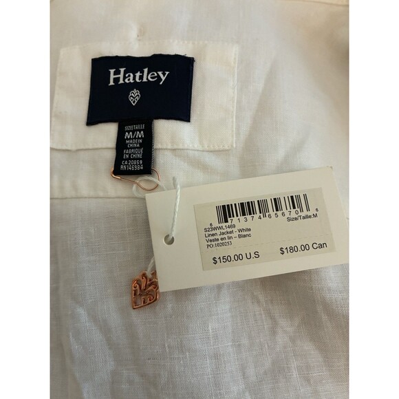 NEW Hatley Linen Cropped Jacket Light Weight White Classic Straight Fit Medium - Picture 5 of 6